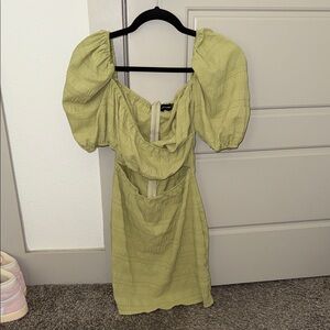 Green Puff Sleeve Dress